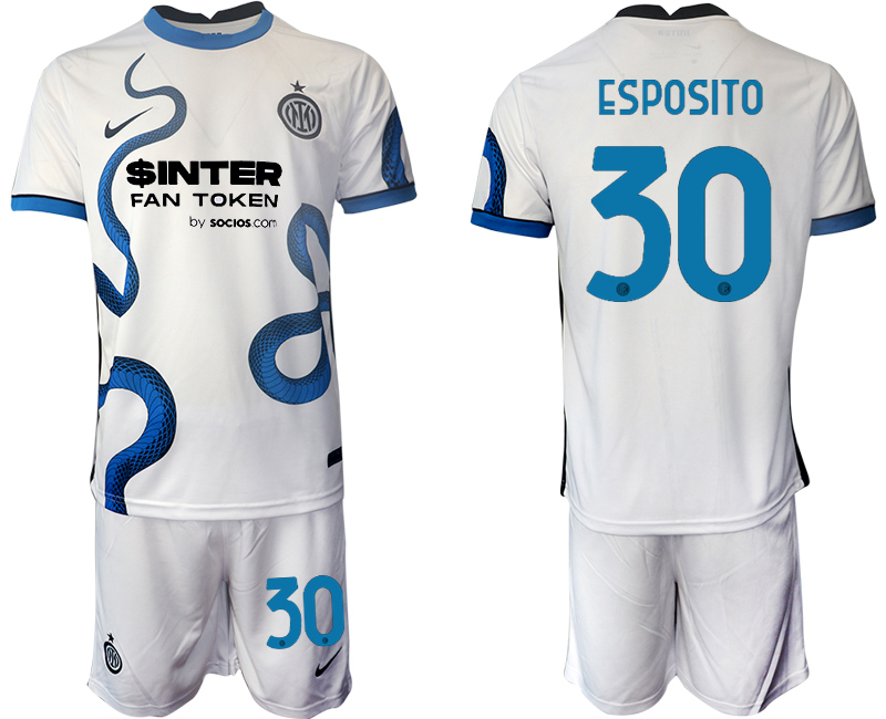 Men 2021-2022 Club Inter Milan away white #30 Soccer Jersey->inter milan jersey->Soccer Club Jersey